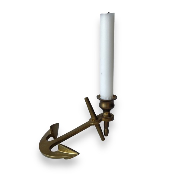 Vintage Brass Anchor Candlestick Holder - Picture 6 of 7